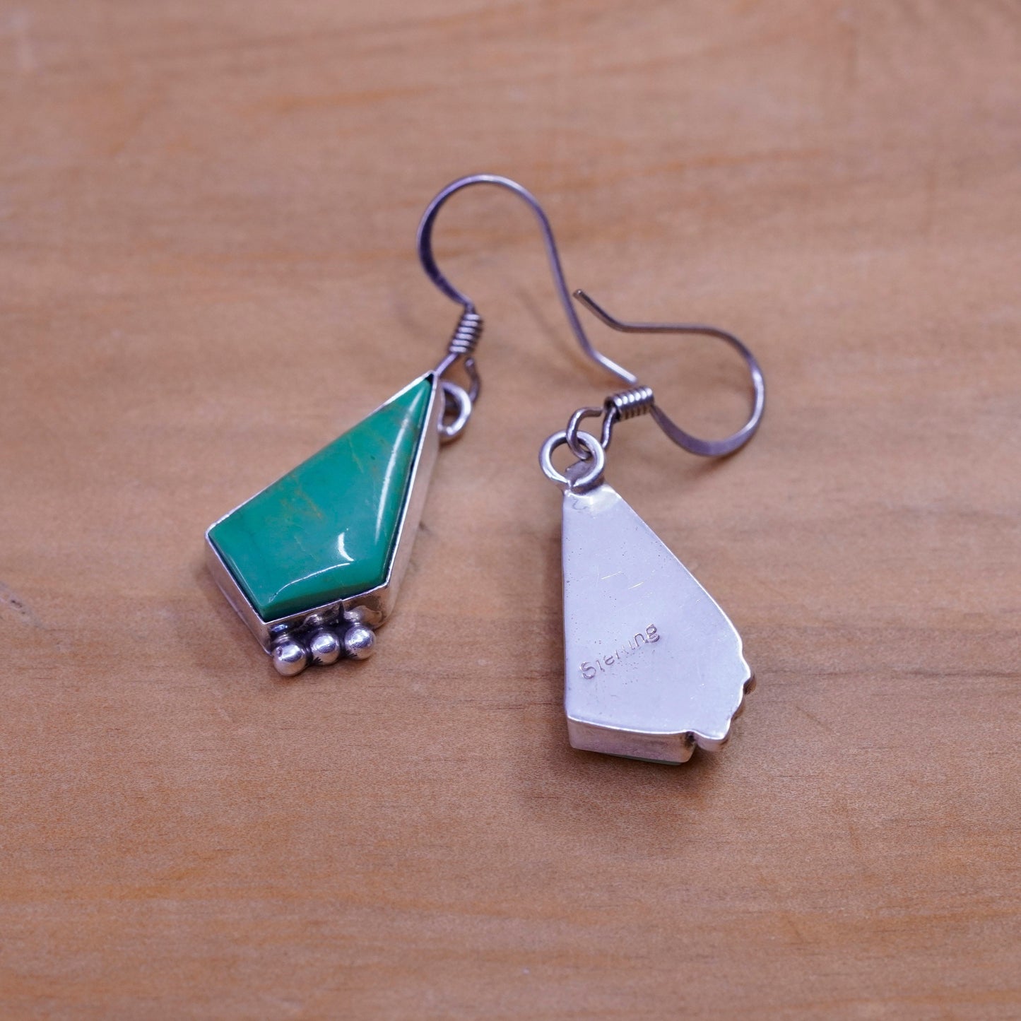 Vintage Sterling 925 silver handmade earrings with turquoise inlay