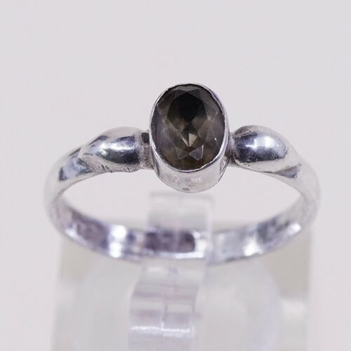 Sz 7, Sterling Silver handmade Ring, 925 Silver Ring W/ Smoky Topaz, Stamped 925