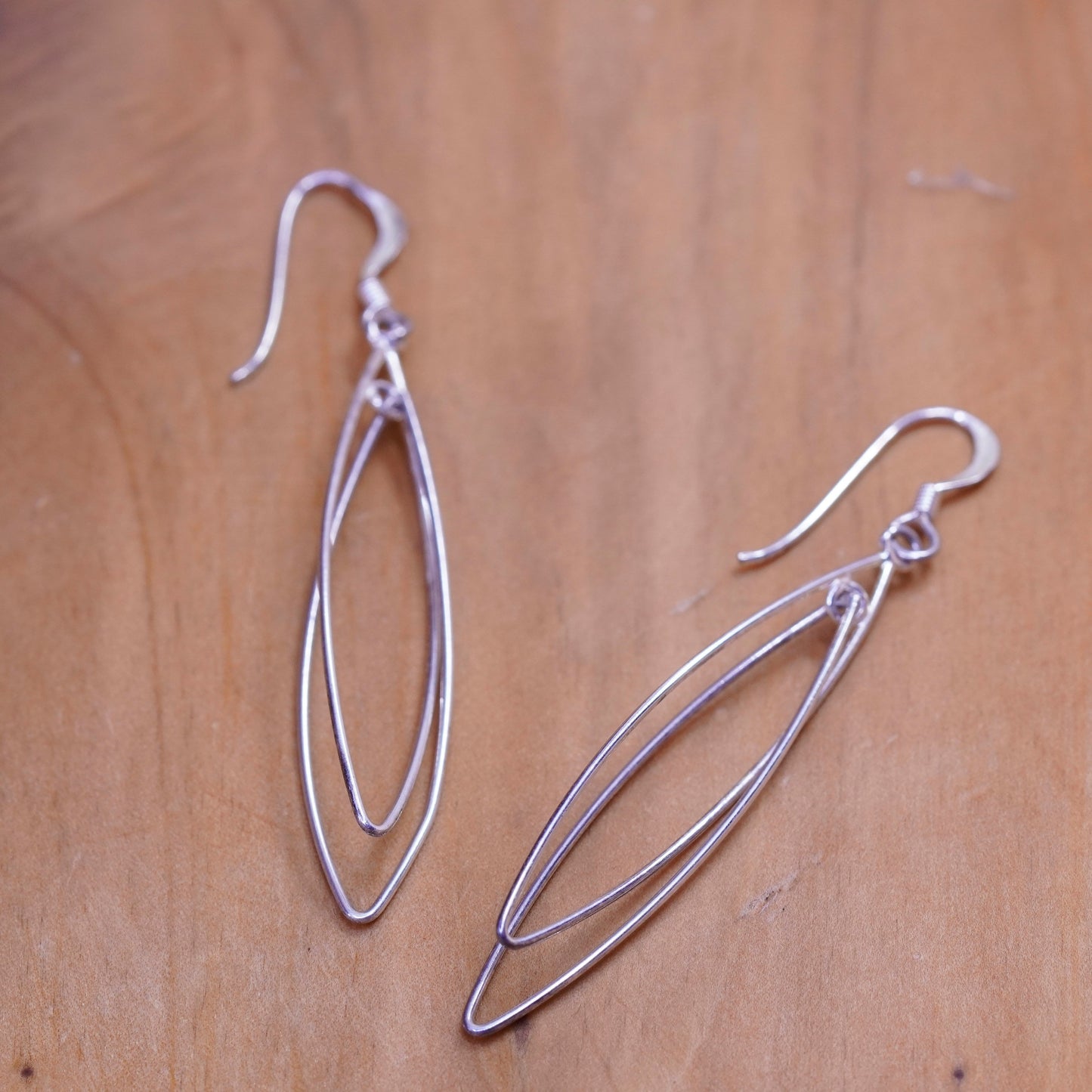 Vintage Sterling silver handmade earrings, modern 925 dangle
