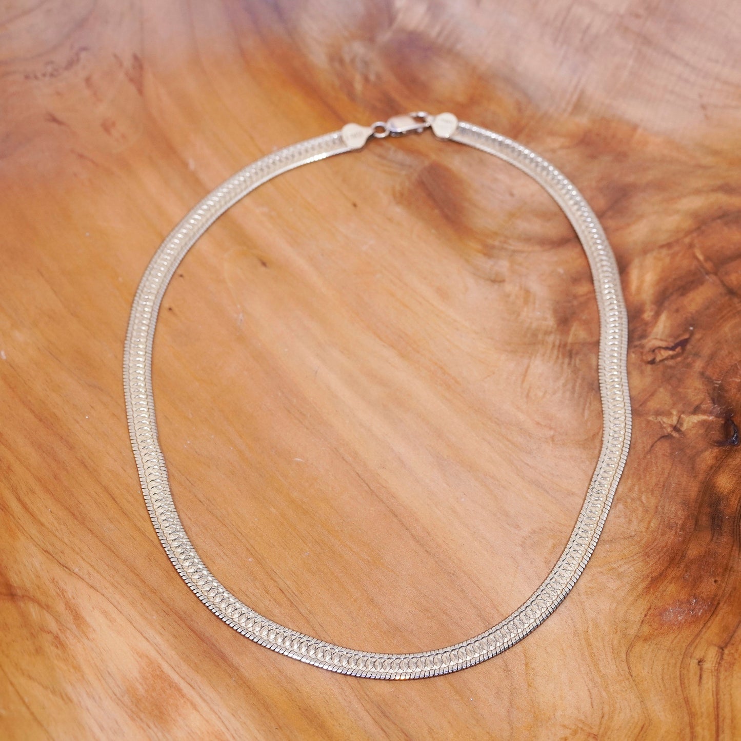 18”, Italy Milor vermeil gold over Sterling silver textured herringbone chain