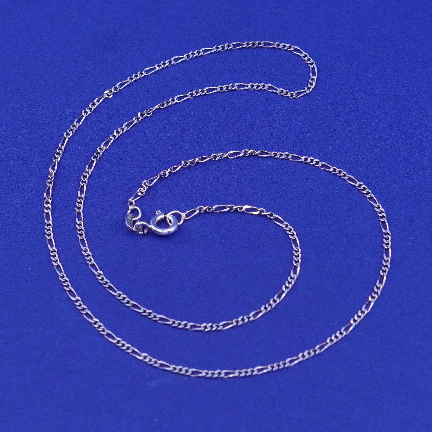 18”, 1.6mm, vintage Sterling silver handmade necklace, 925 Figaro chain