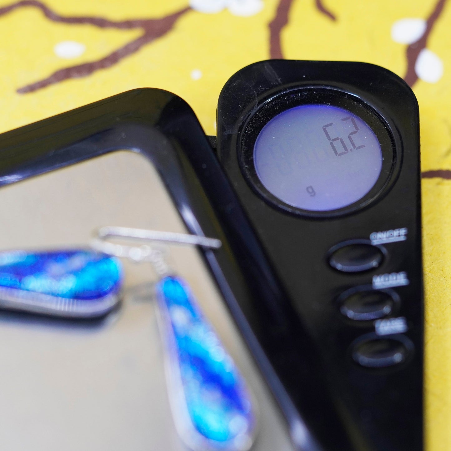 Vintage Sterling silver handmade earrings, 925 blue teardrop foiled glass