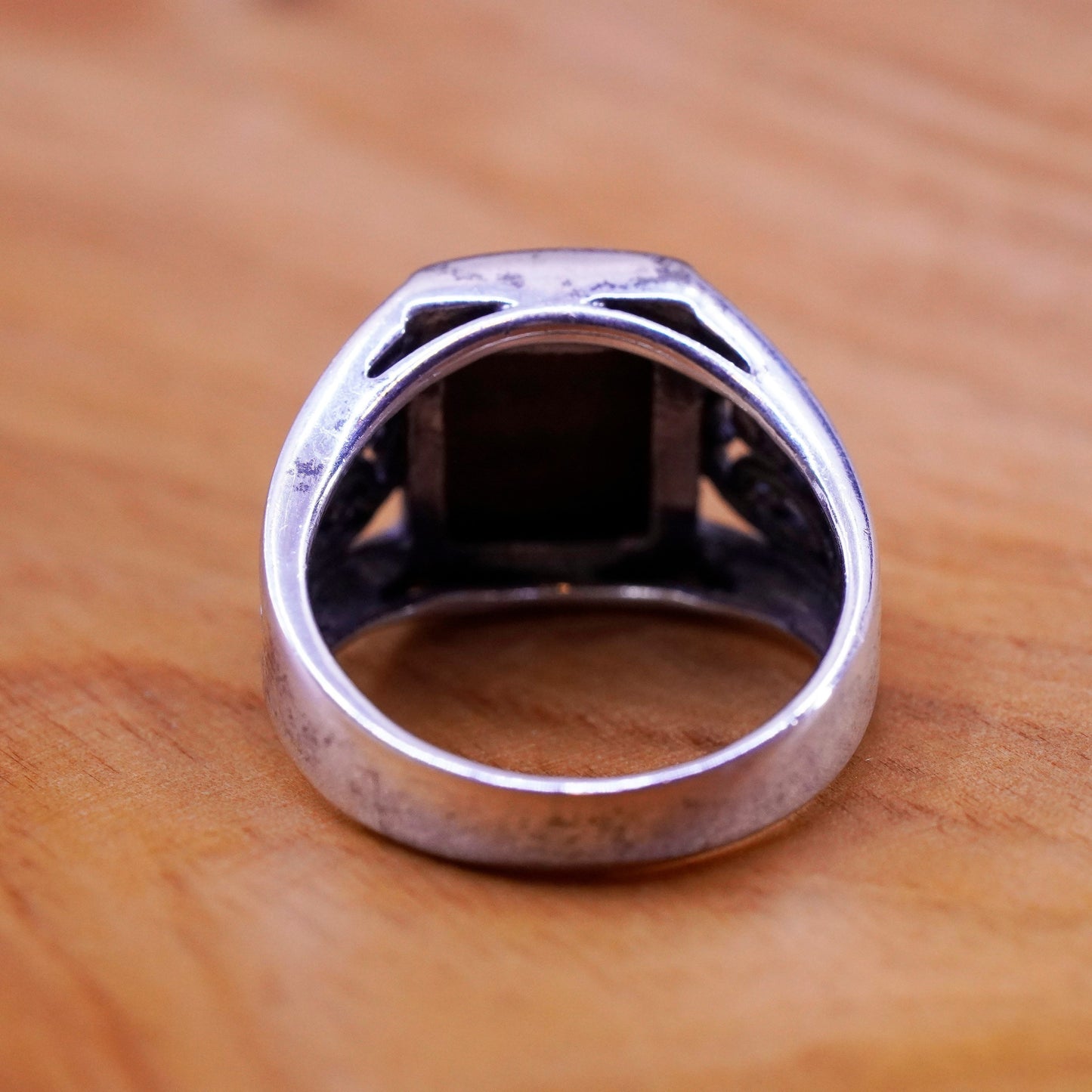 Size 7, vintage Sterling 925 silver handmade ring with square golden tiger eye