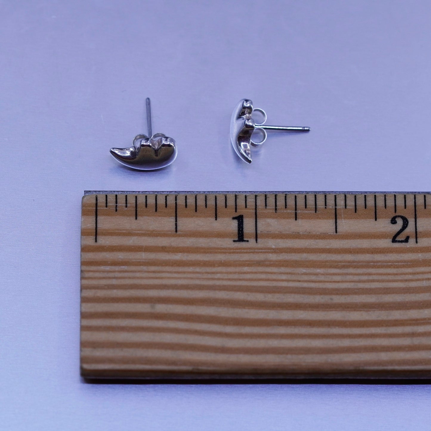 Native American Sterling 925 silver handmade polar bear earrings, studs