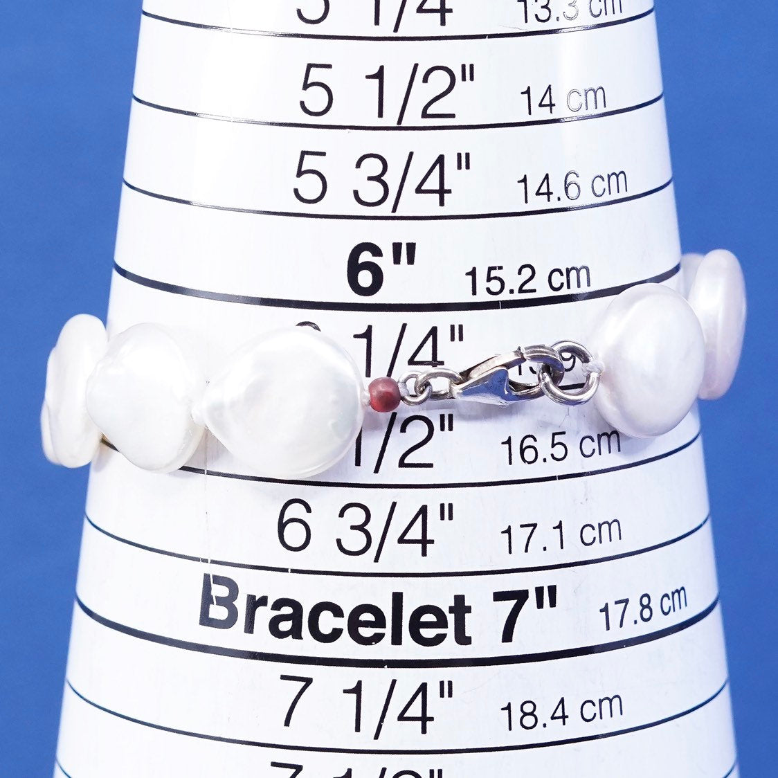 6.75", Sterling silver handmade bracelet, 925 clasp w/ pearl beads N amethyst
