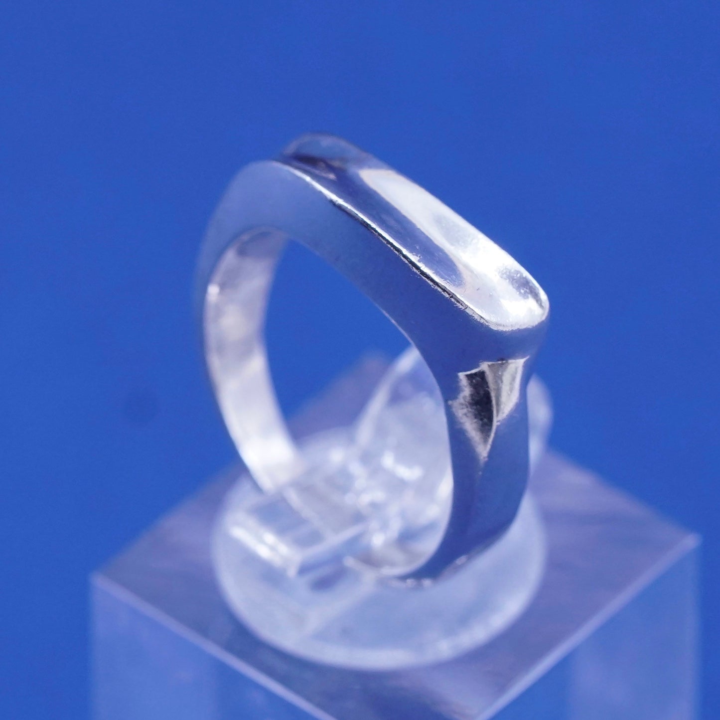 SZ 6.25, vintage Sterling silver handmade ribbed ring, 925 statement ring