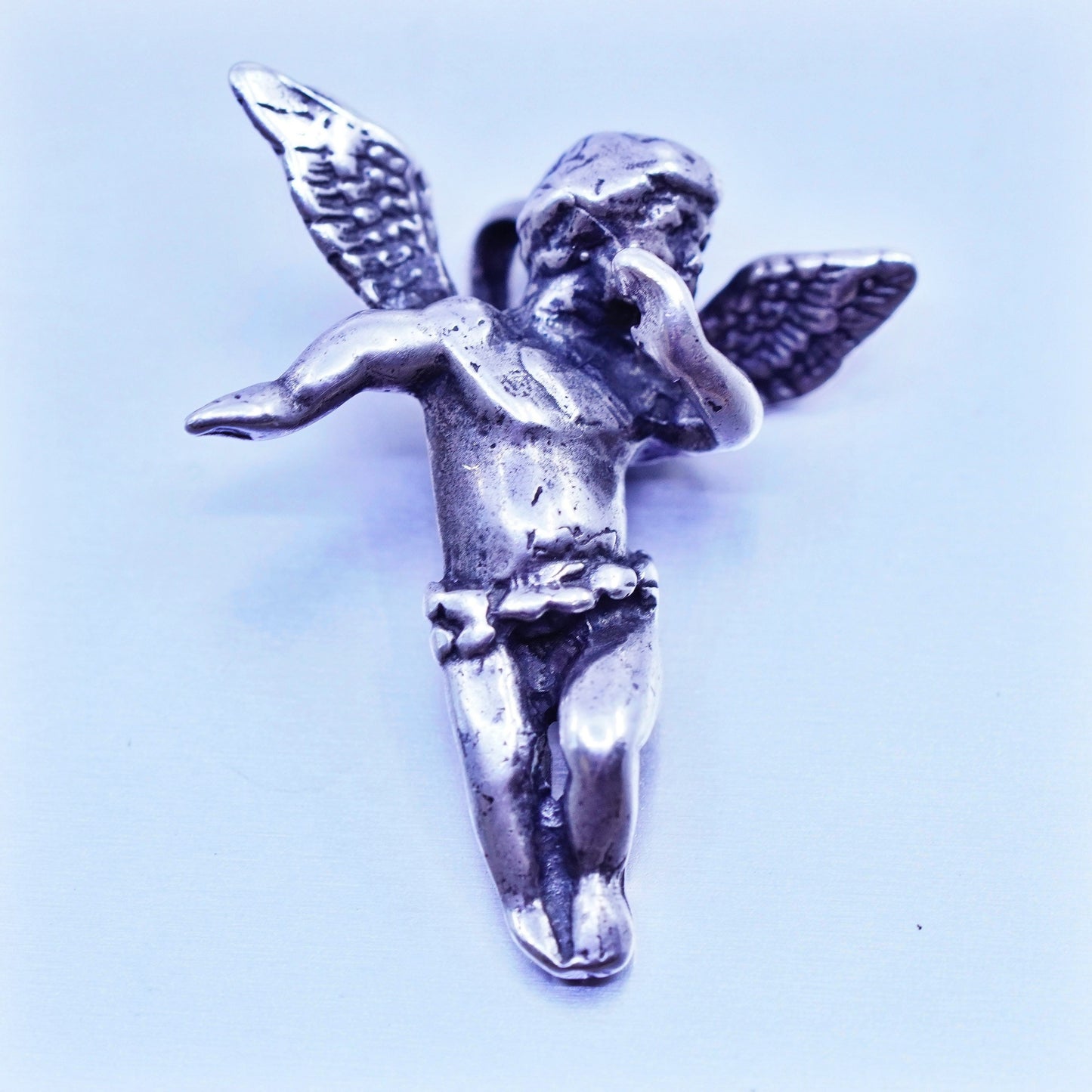 Antique Sterling silver handmade charm, 925 Angel pendant