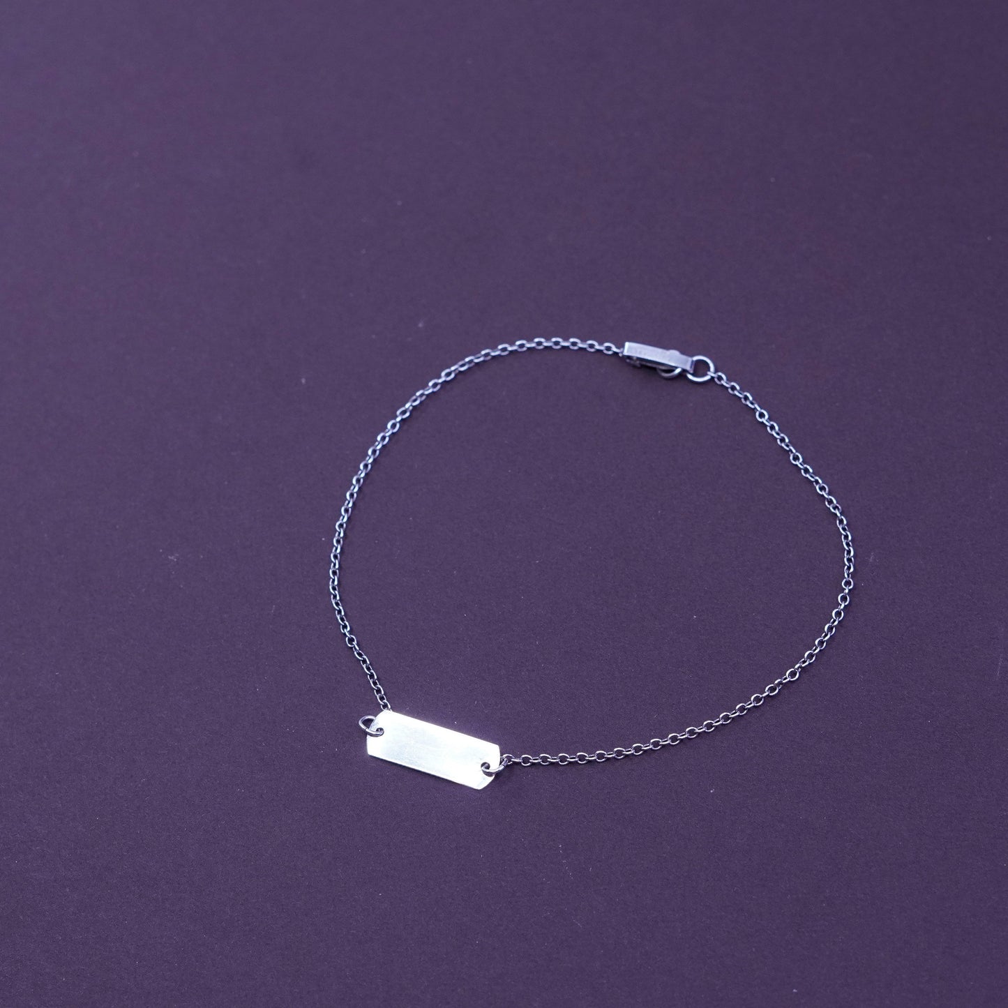 8.5”, Vintage sterling silver anklet, 925 circle bracelet chain with blank tag