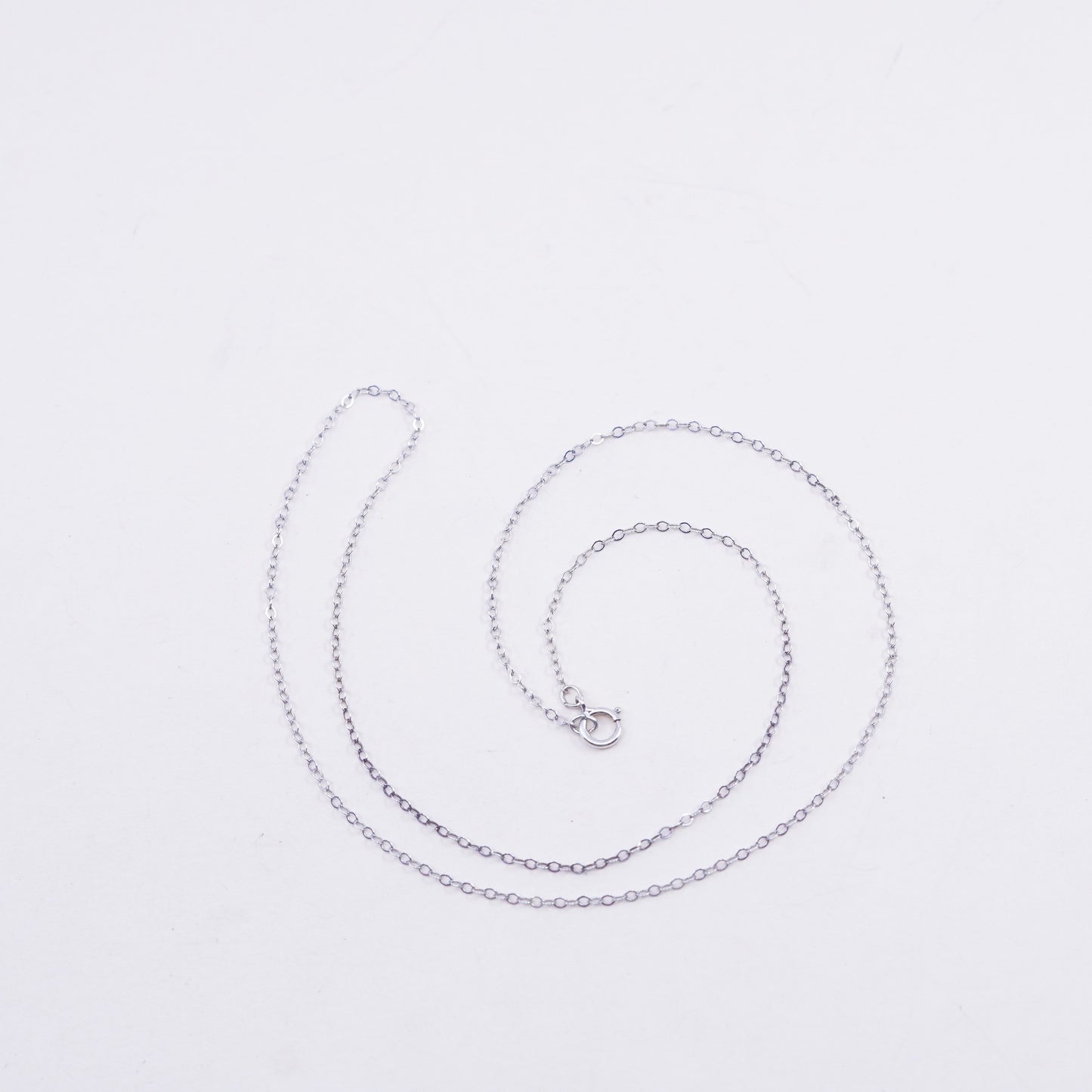 18”, 1mm, Vintage sterling silver flatten circle chain, Italy 925 necklace