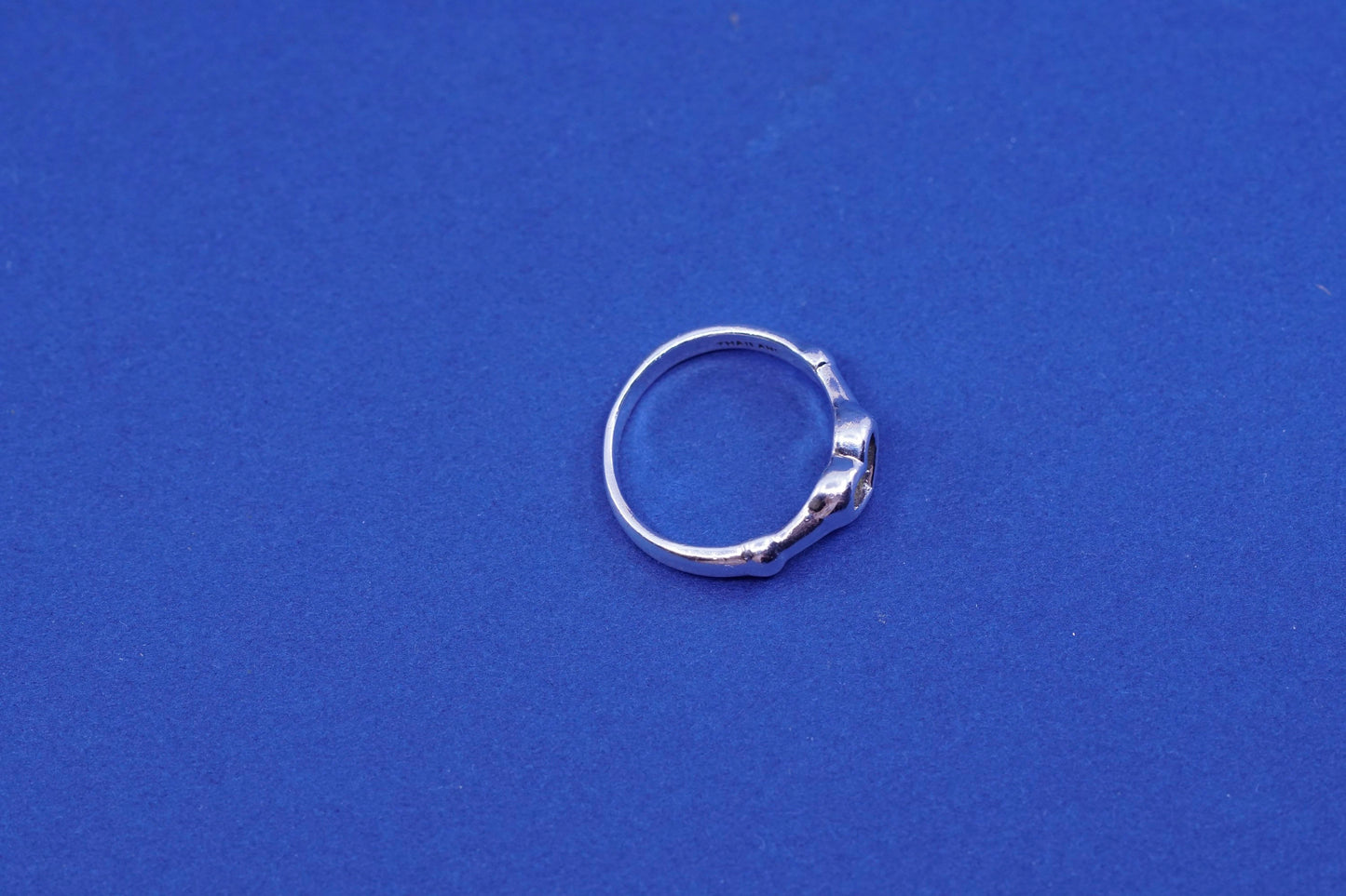 Size 5.75, vintage sterling silver handmade ring, 925 heart band