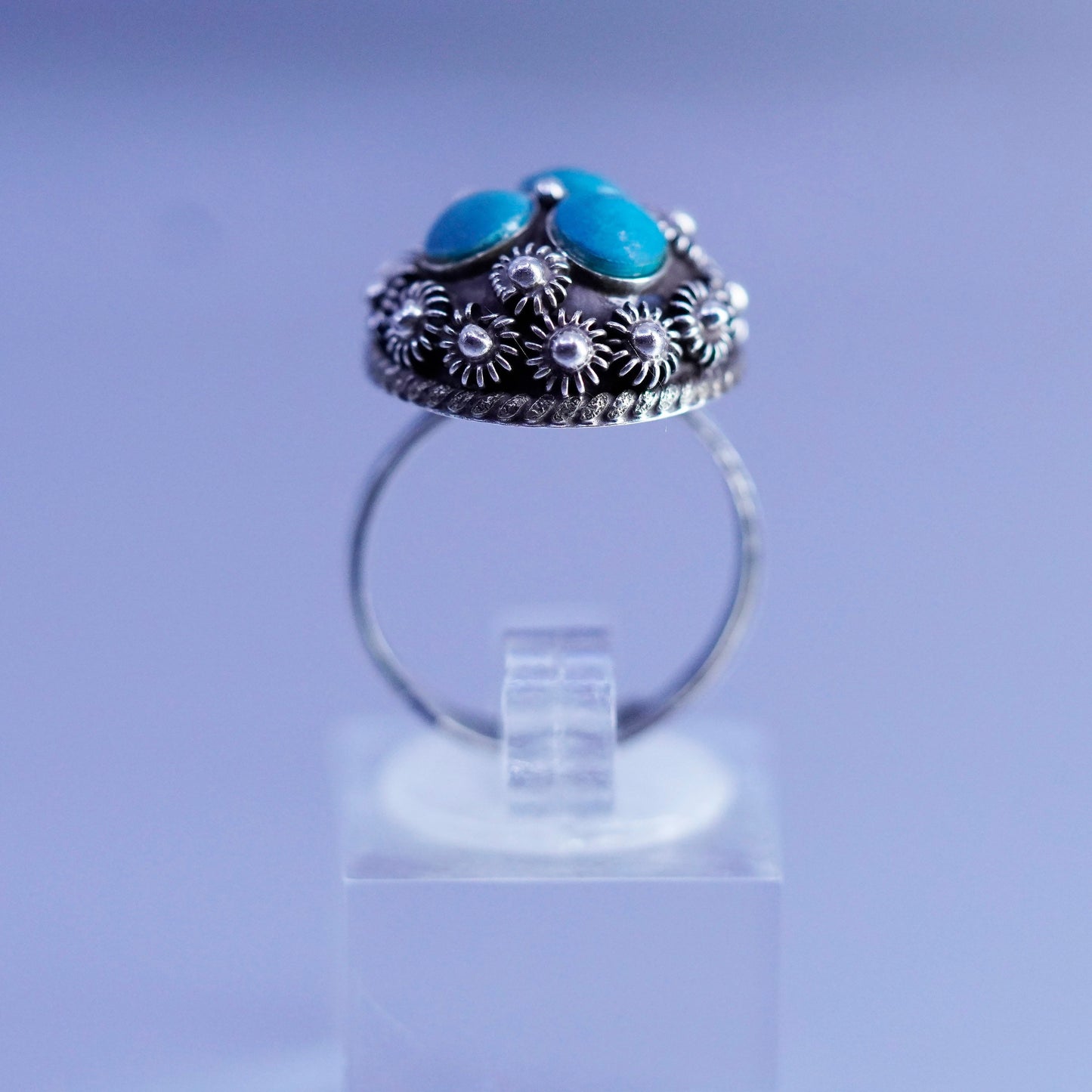 vtg Native American Navajo Frank Bowman sterling 925 silver ring turquoise