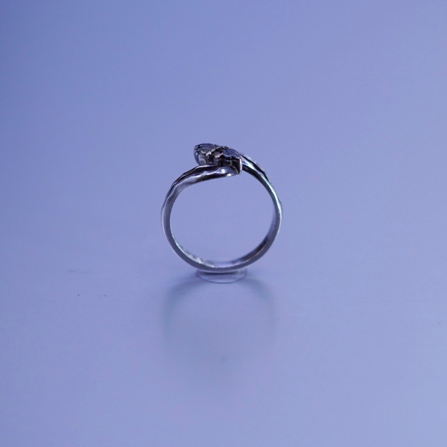 Size 7.25, vintage Sterling 925 silver handmade ring w/ 10K gold rose gold leaf