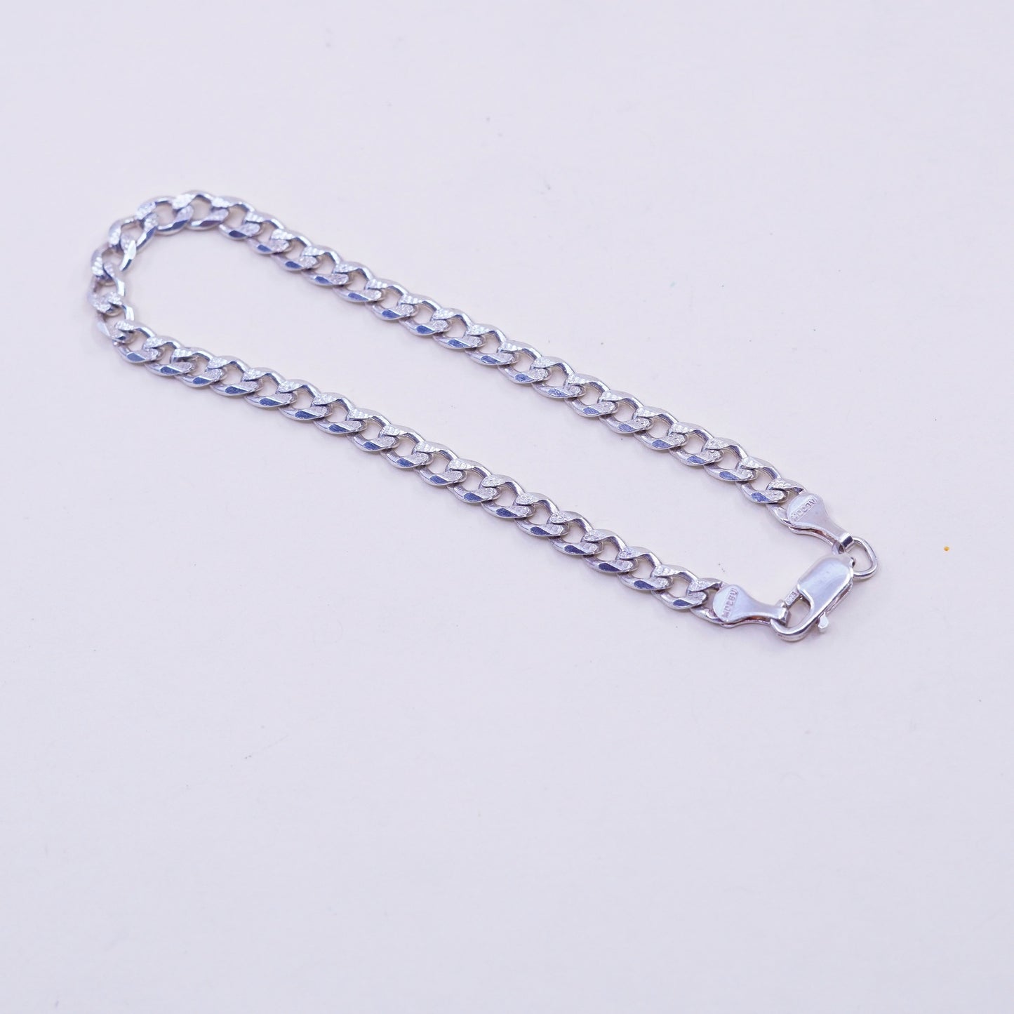 7.25”, 5mm, Vintage sterling 925 silver flatten curb bracelet