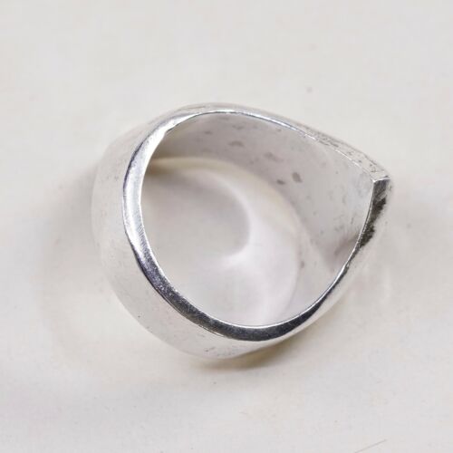 Sz 9, Vtg Sterling Silver Handmade Ring 925 Silver hammered Band, Silver Tested