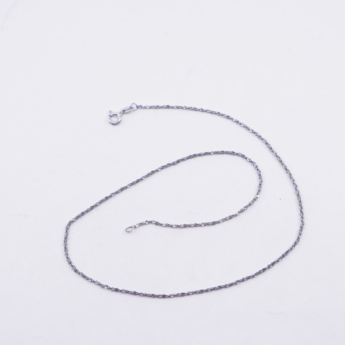16”, 1mm, Vintage sterling silver Italy 925 twisted s link chain, necklace