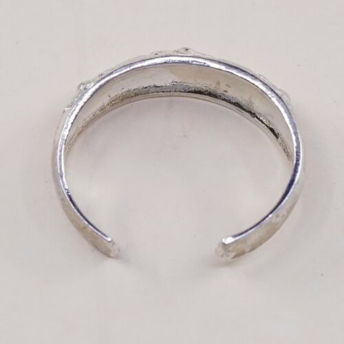 Size 6.5, Vtg Sterling Silver handmade open end Ring. 925 Flower Band