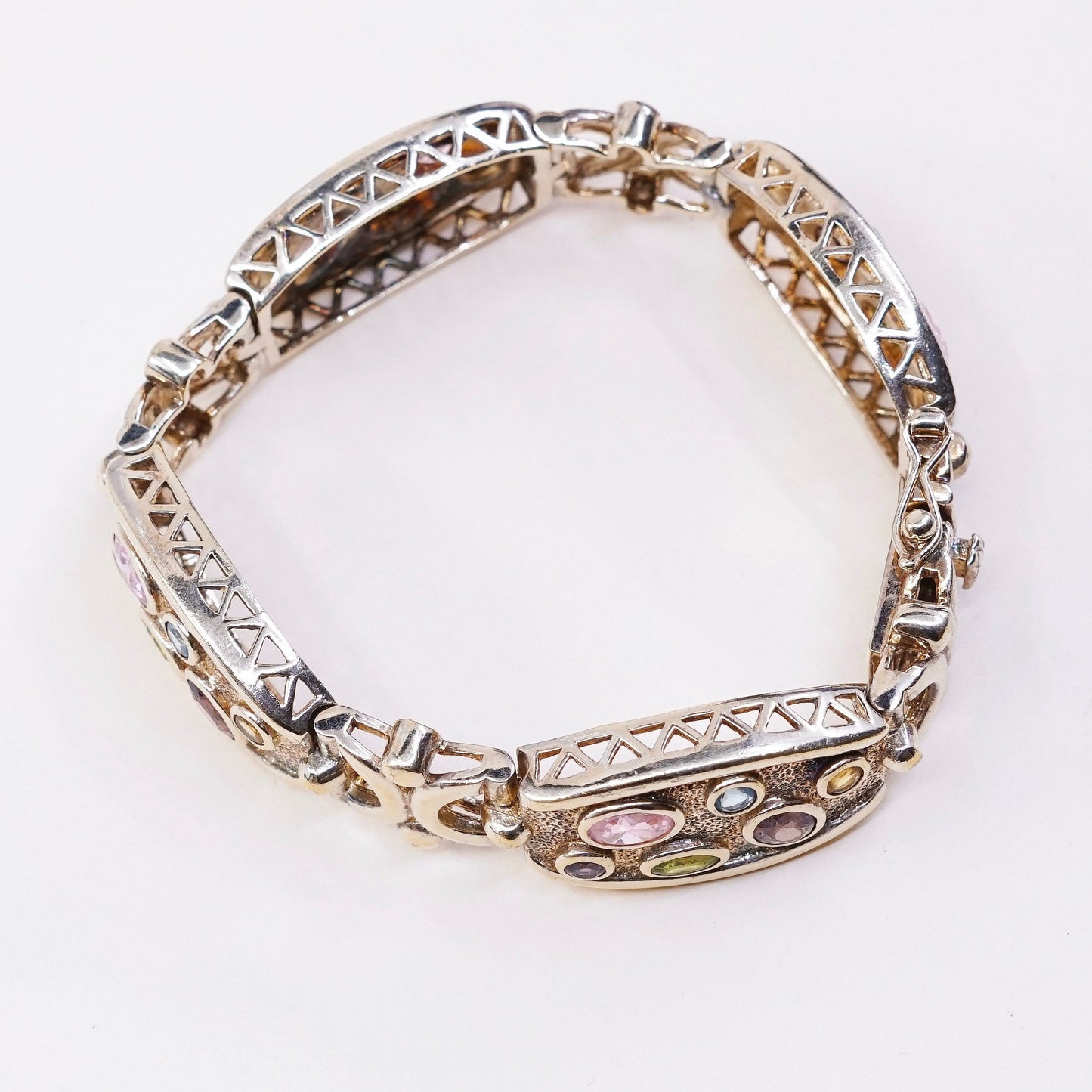 6”, SETA vermeil gold over Sterling 924 silver tennis bracelet w/ citrine topaz