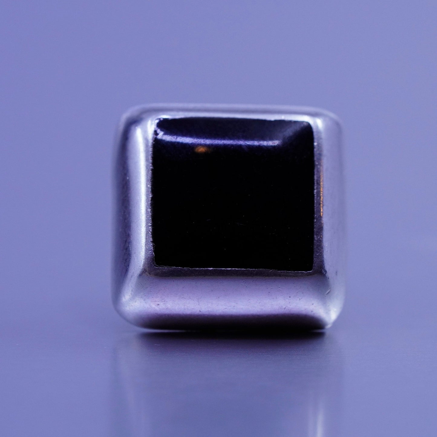 Vintage Sterling 925 silver handmade earrings, square onyx studs