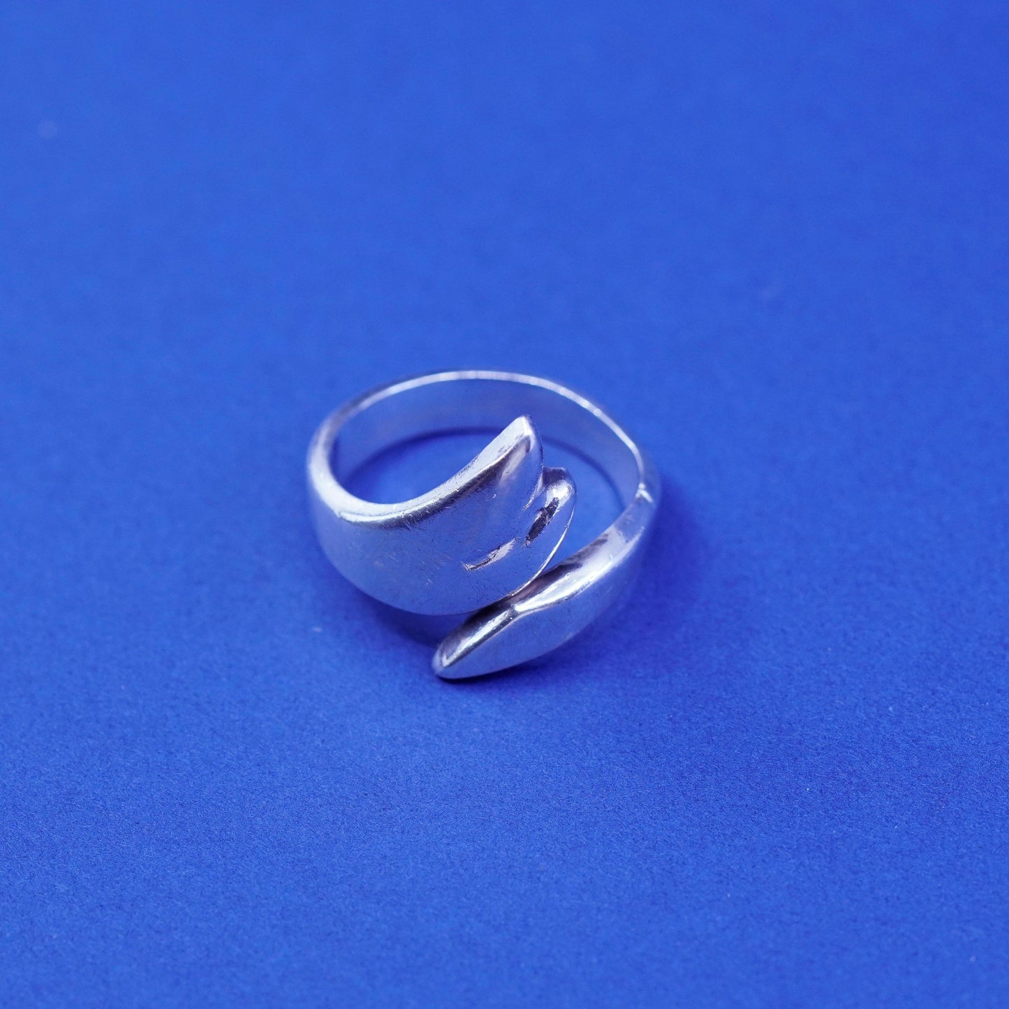 Size 8.75, vintage Sterling silver handmade wrapped ring, 925 statement band
