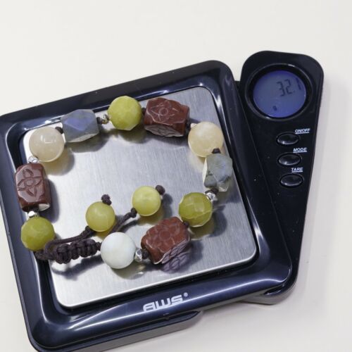 Size Adjustable, Waxed Threaded Mexico Handmade Jade N Jasper Bead Bracelet