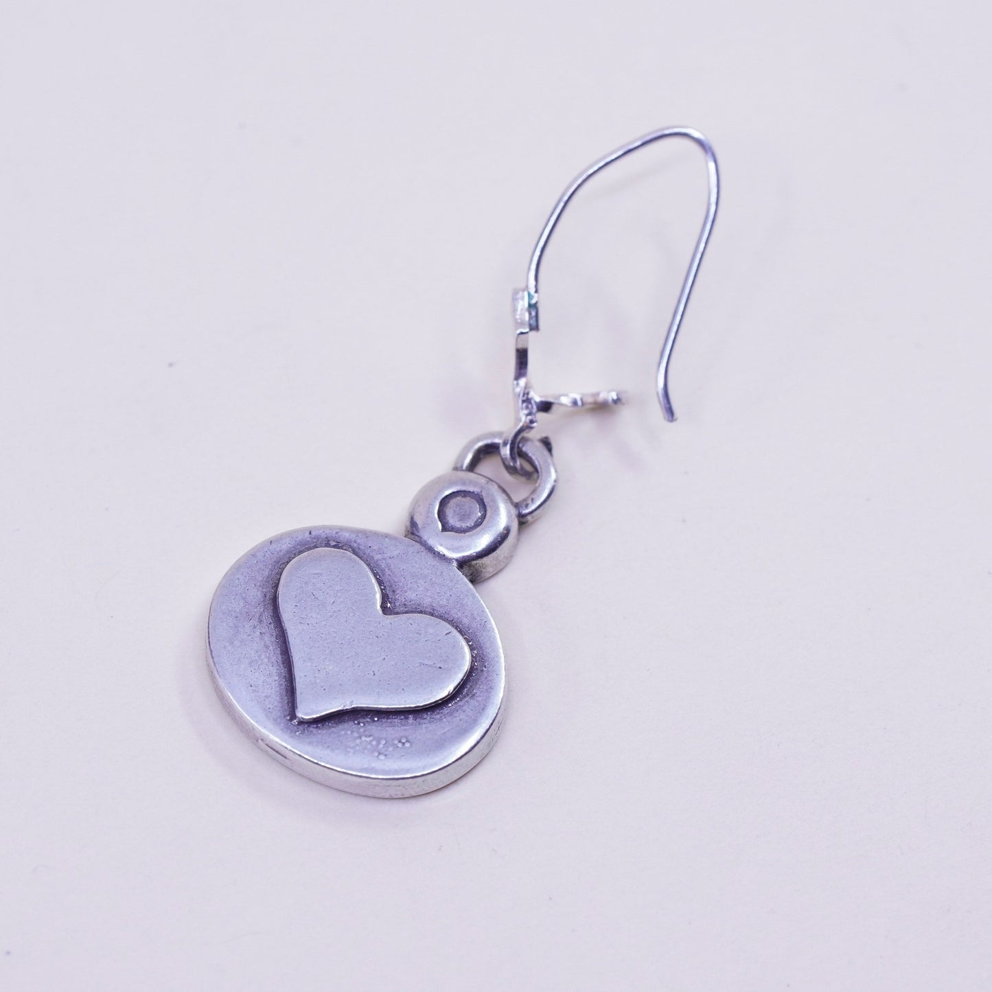 Vintage Sterling silver handmade earrings, 925 heart drops