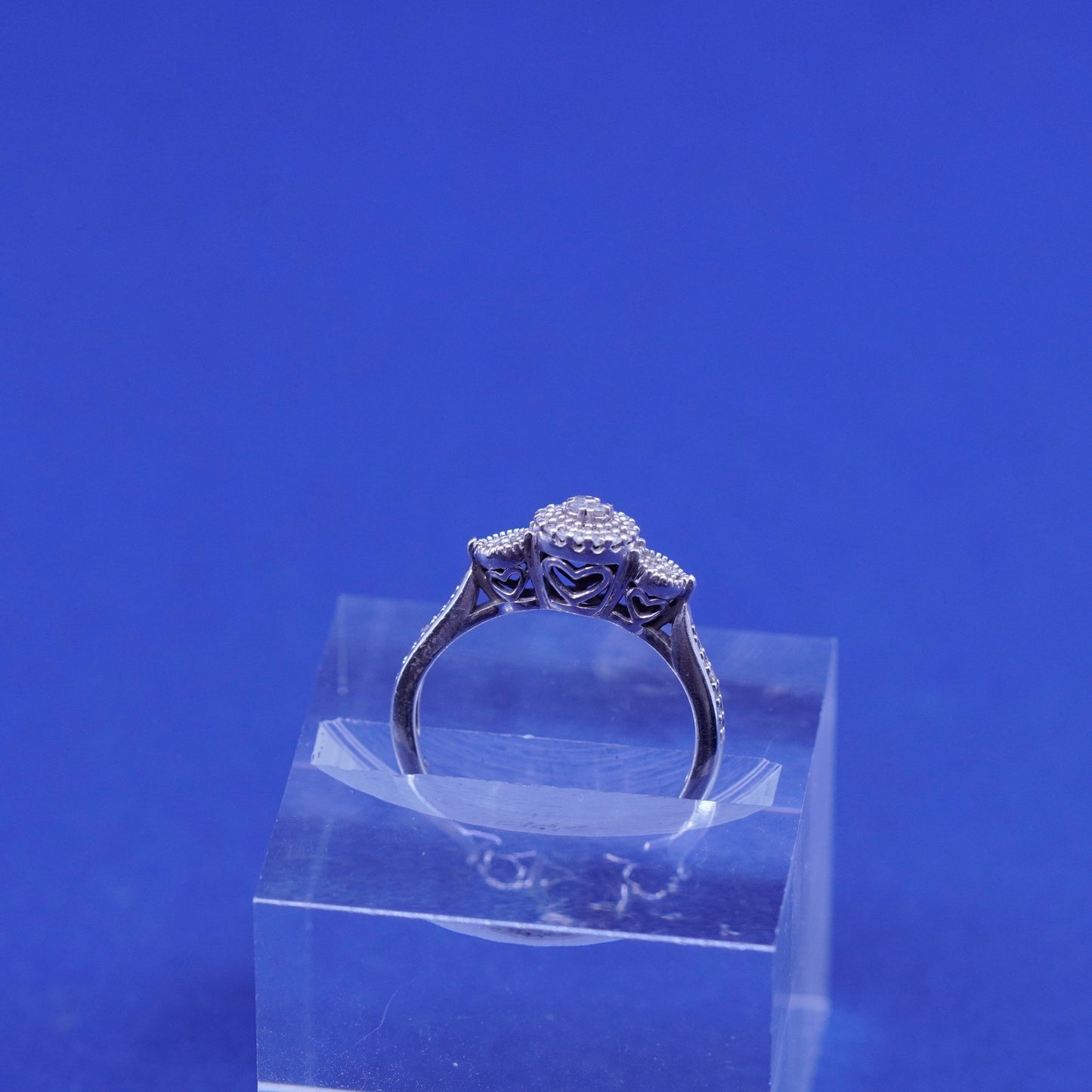 Size 5, vintage Sterling 925 silver handmade ring with genuine diamond