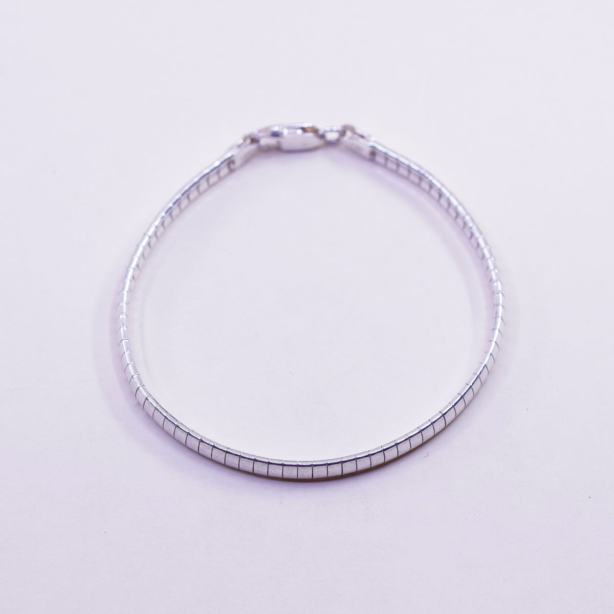 7”, 4mm, Vintage Sterling silver omega bracelet, Italy 925 chain