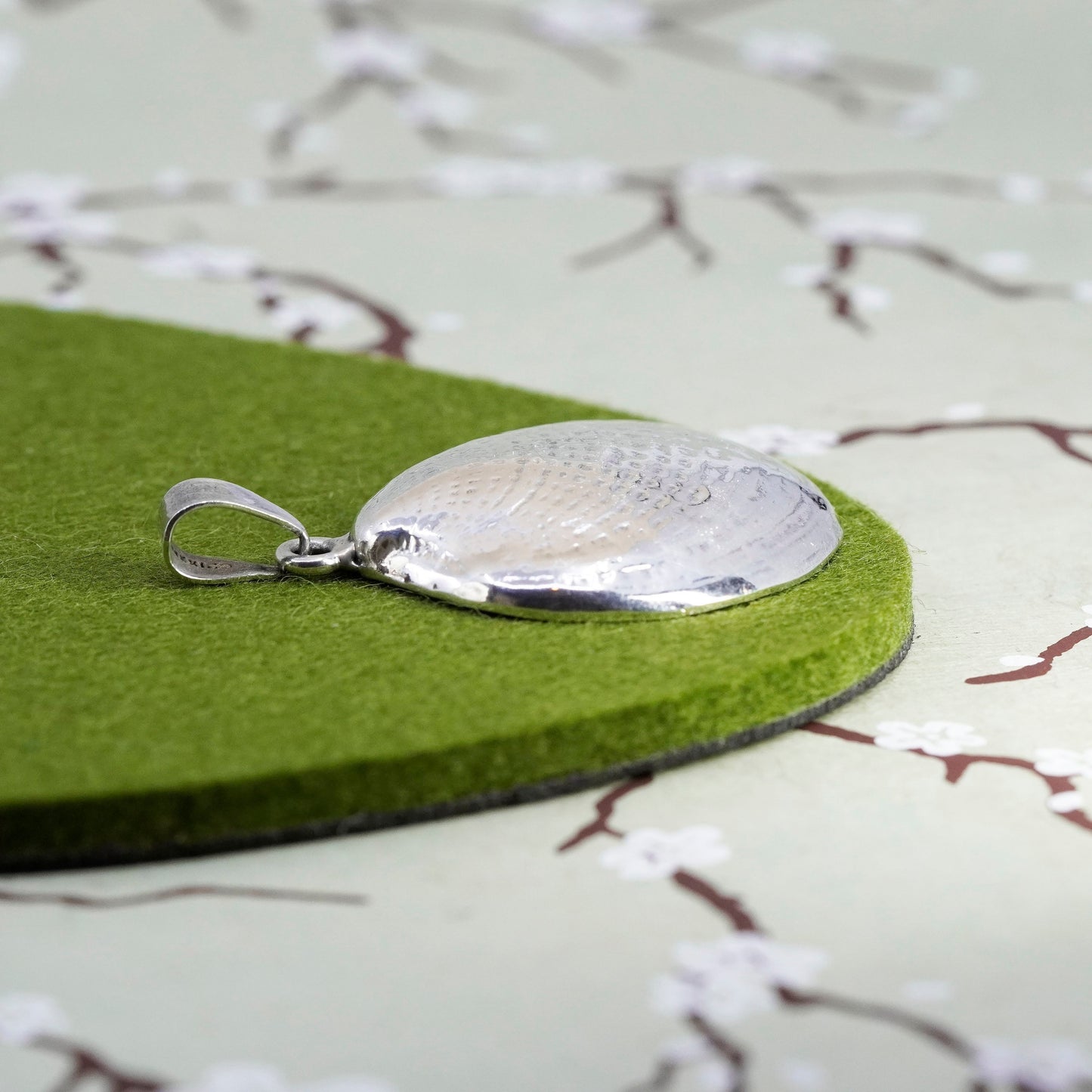 Vintage sterling silver handmade pendant, huge 925 shell