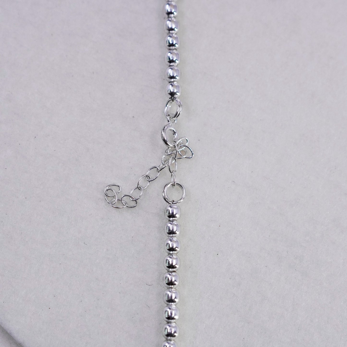 16+2” 4mm, vintage Italy Sterling 925 silver bead chain necklace