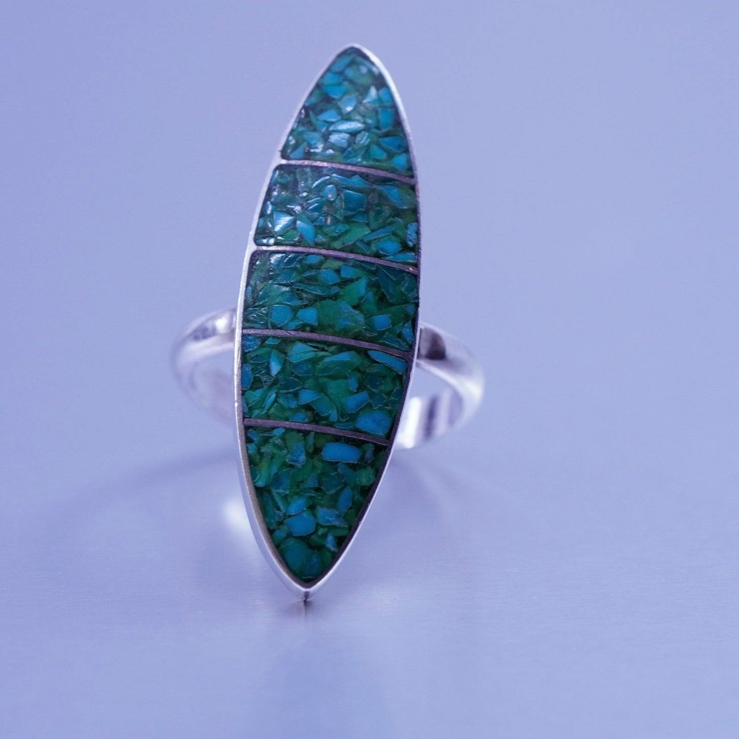 Size 6.5, Native American navajo Sterling 925 silver marquise ring turquoise
