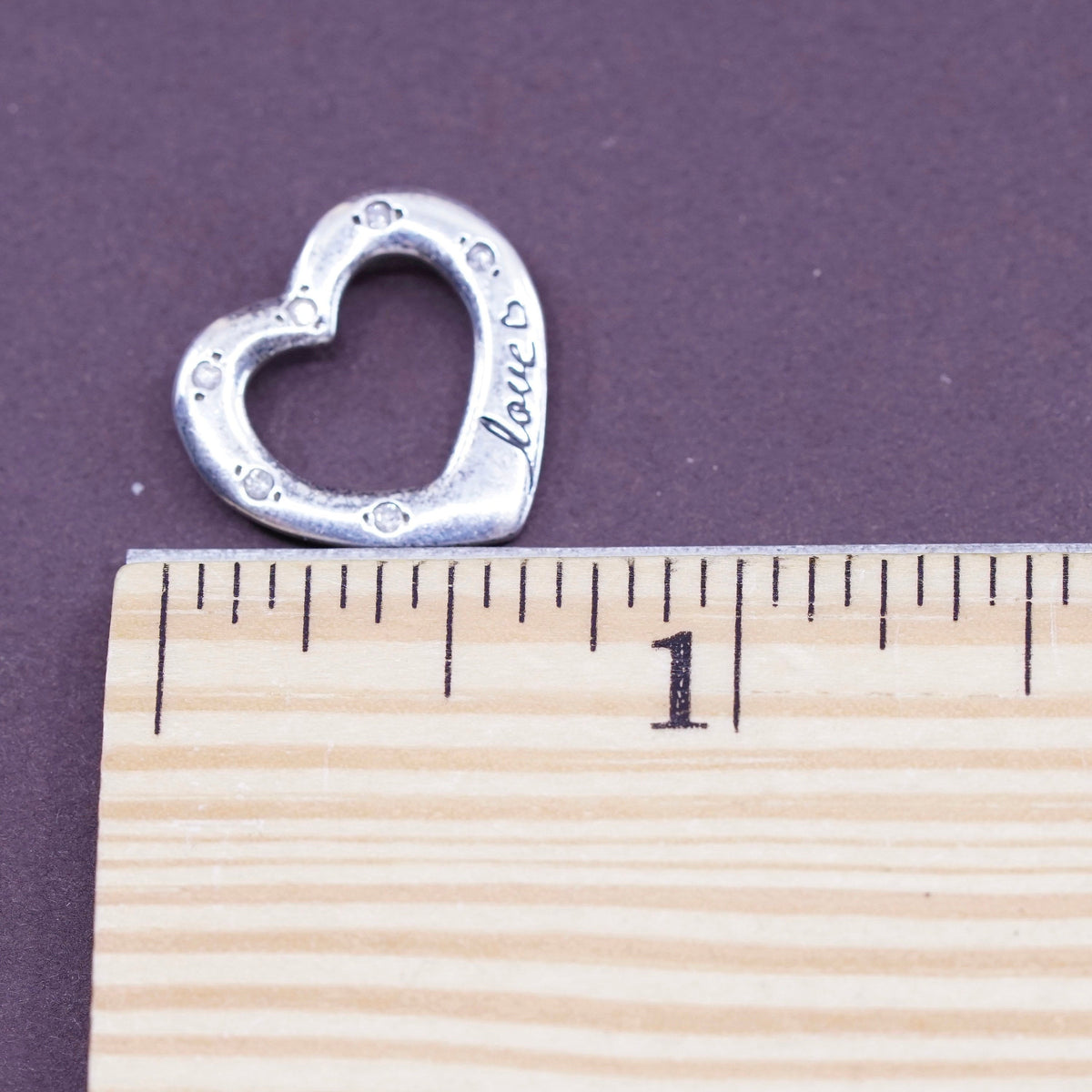 vtg love earth adina Sterling silver handmade pendant, 925 heart embossed love