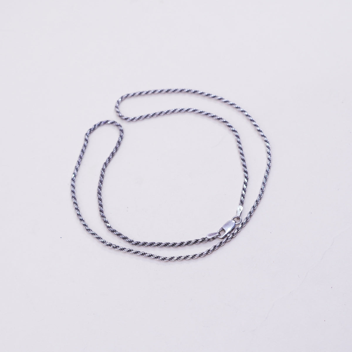 18” 1.6mm, vintage sterling silver necklace, 925 rope chain