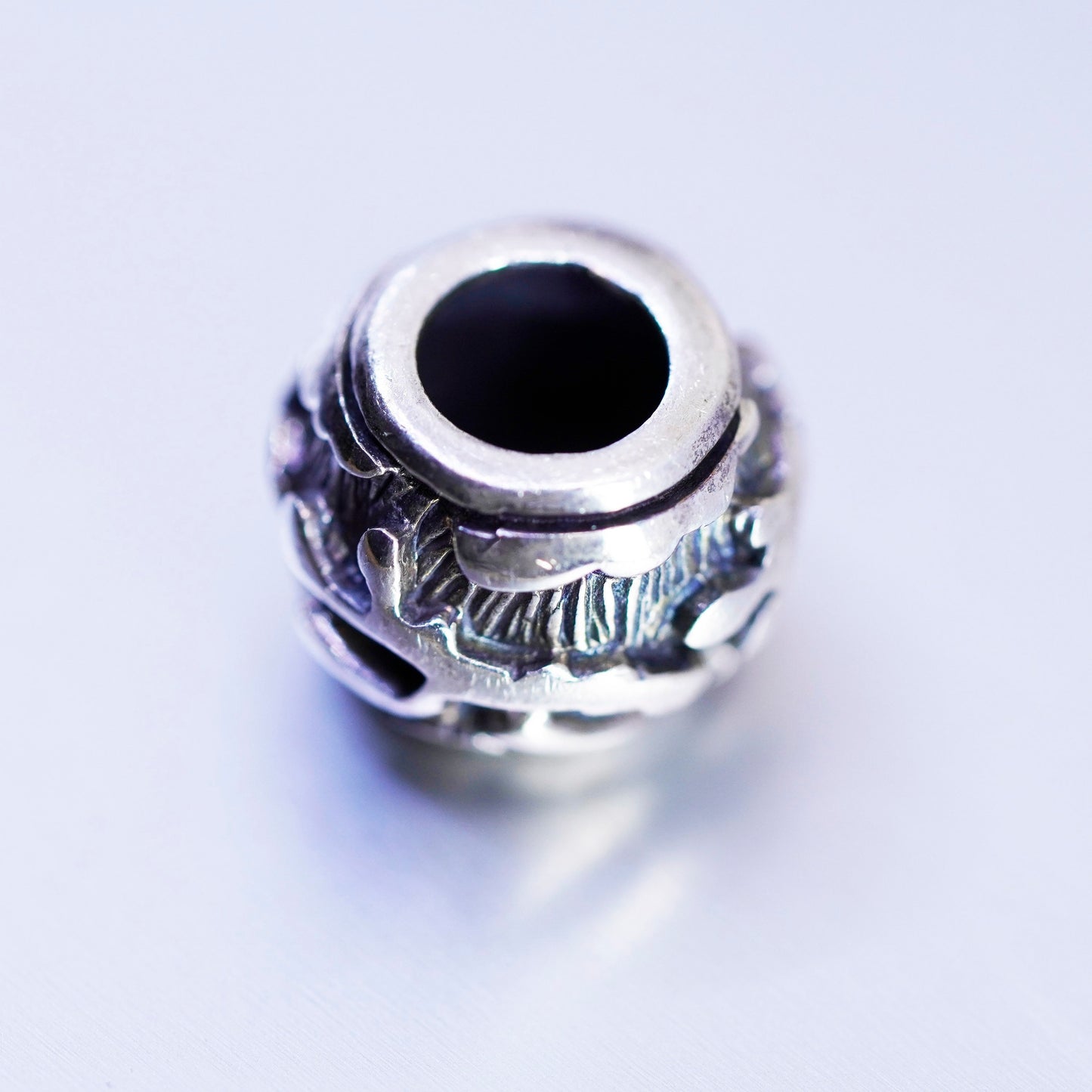 Antique Sterling silver handmade simple 925 bead embossed cloud