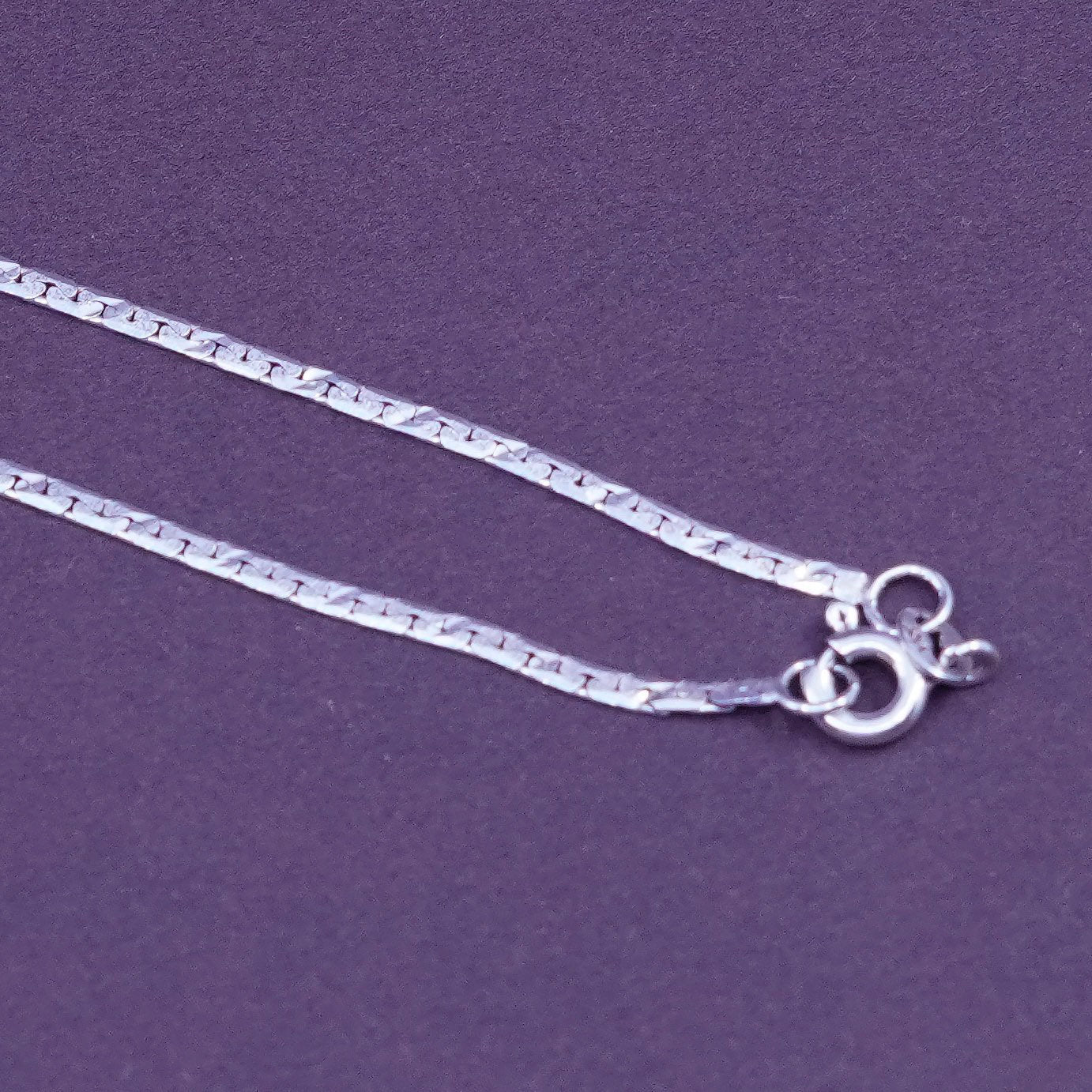 24”, 2mm, vintage Sterling silver flatten anchor chain, 925 necklace