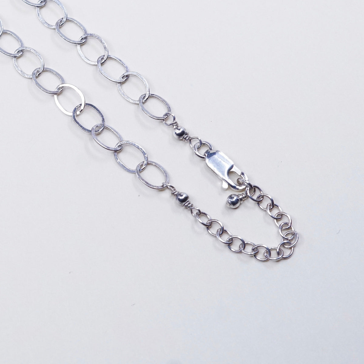 20”, 6mm, Vintage sterling silver flatten circle chain, Italy 925 necklace