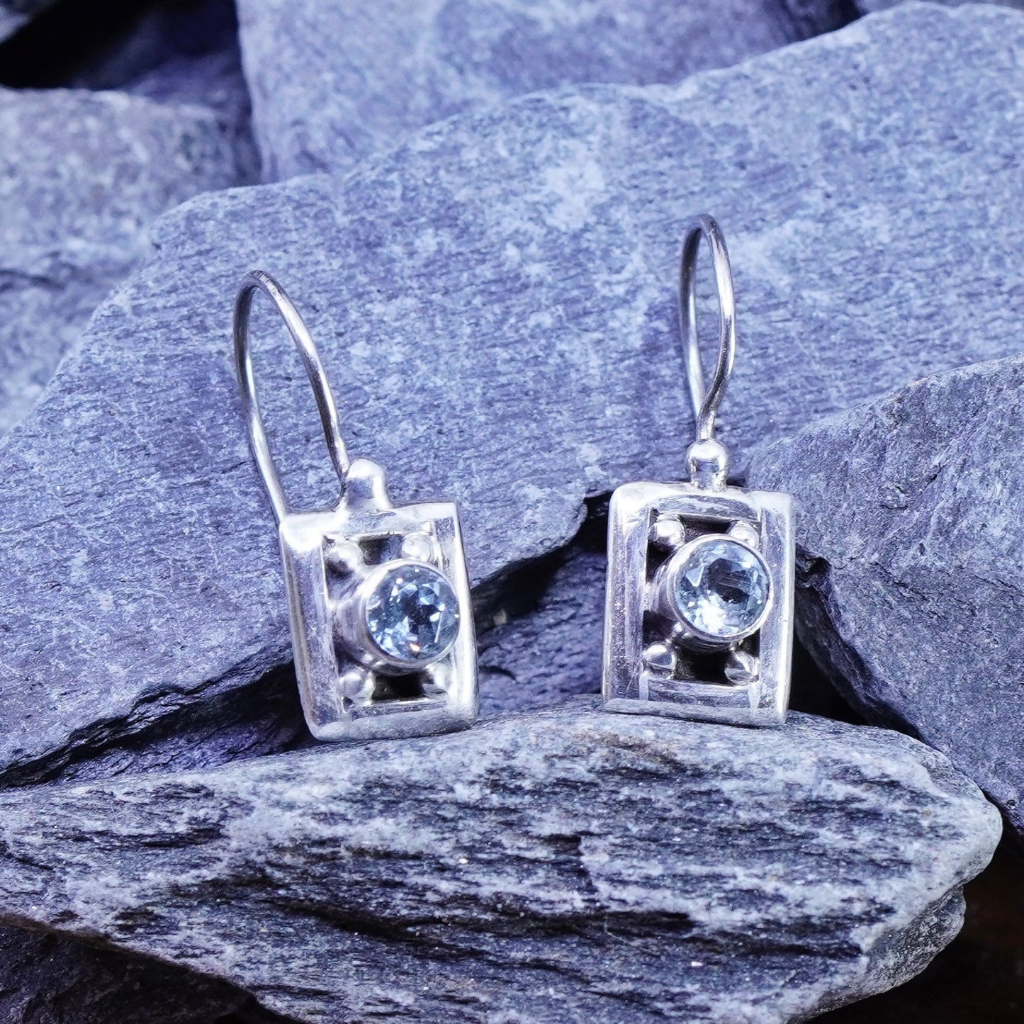 Vintage sterling 925 silver earrings with cz dangles