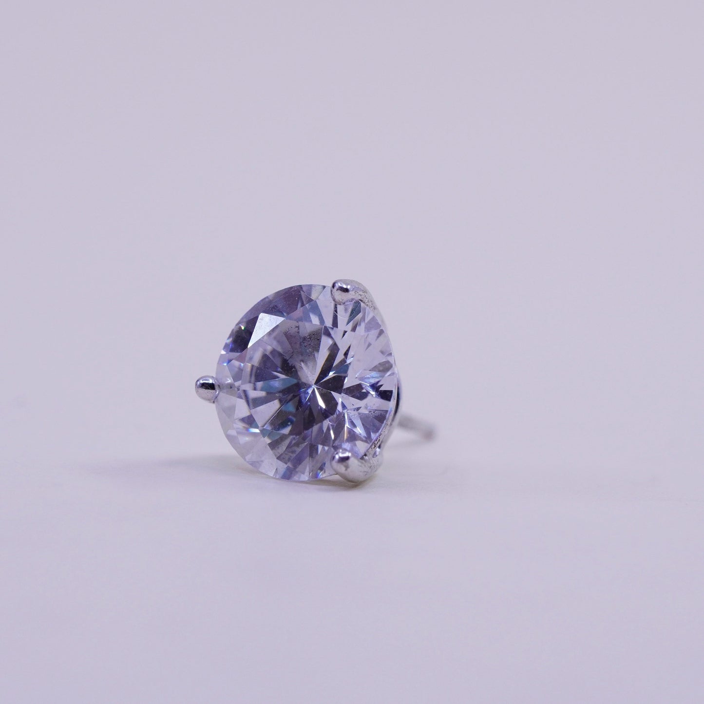 10mm, Vintage sterling silver genuine cz studs, fashion minimalist earrings