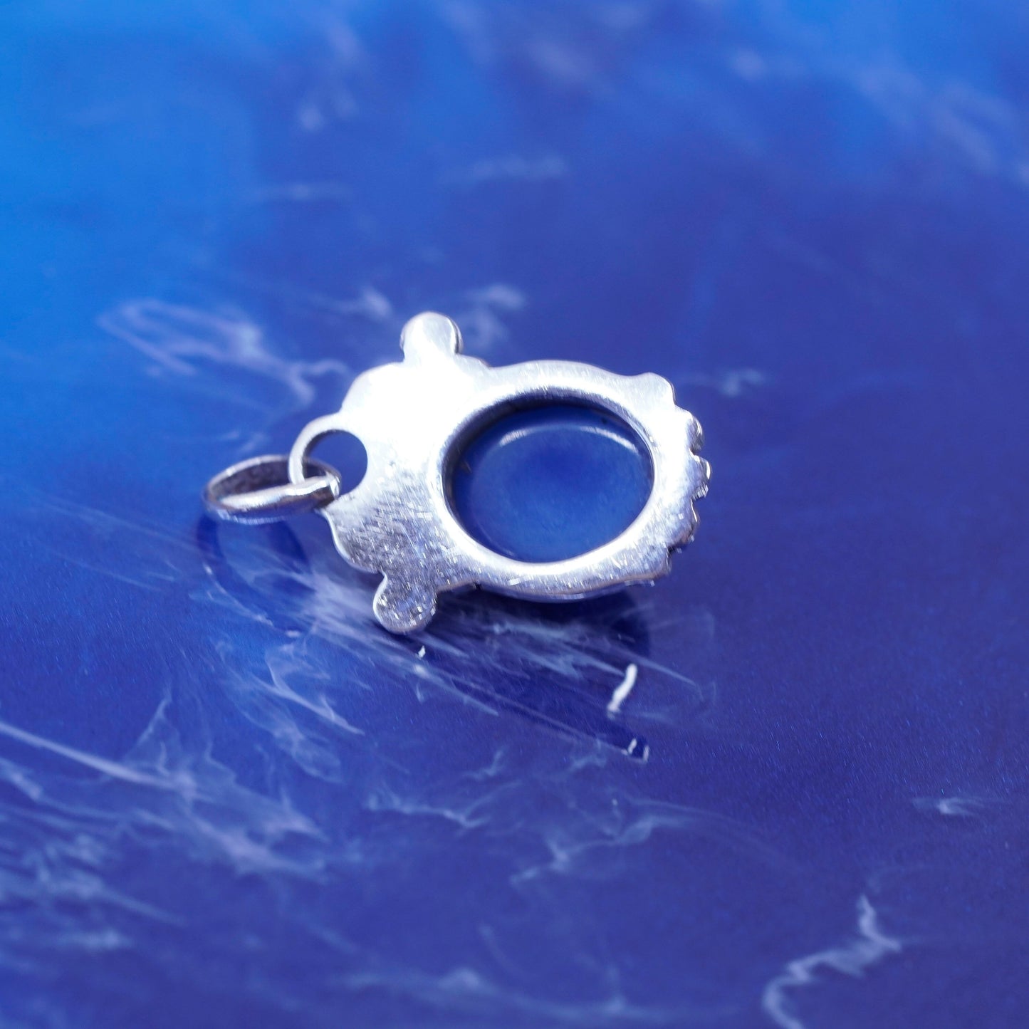 Vintage sterling 925 silver handmade pendant with blue agate and beads