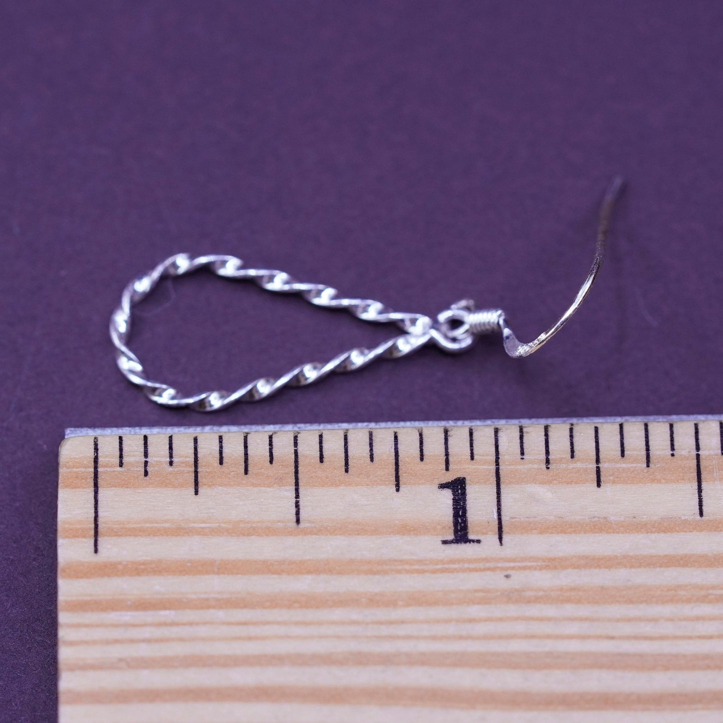 Vintage Sterling silver handmade earrings, twisted 925 teardrops