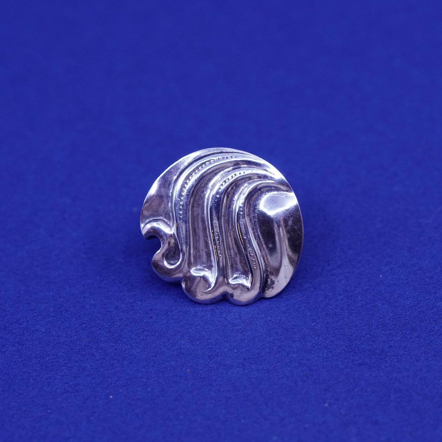 vintage Sterling silver handmade Ribbed earrings, modern 925 studs