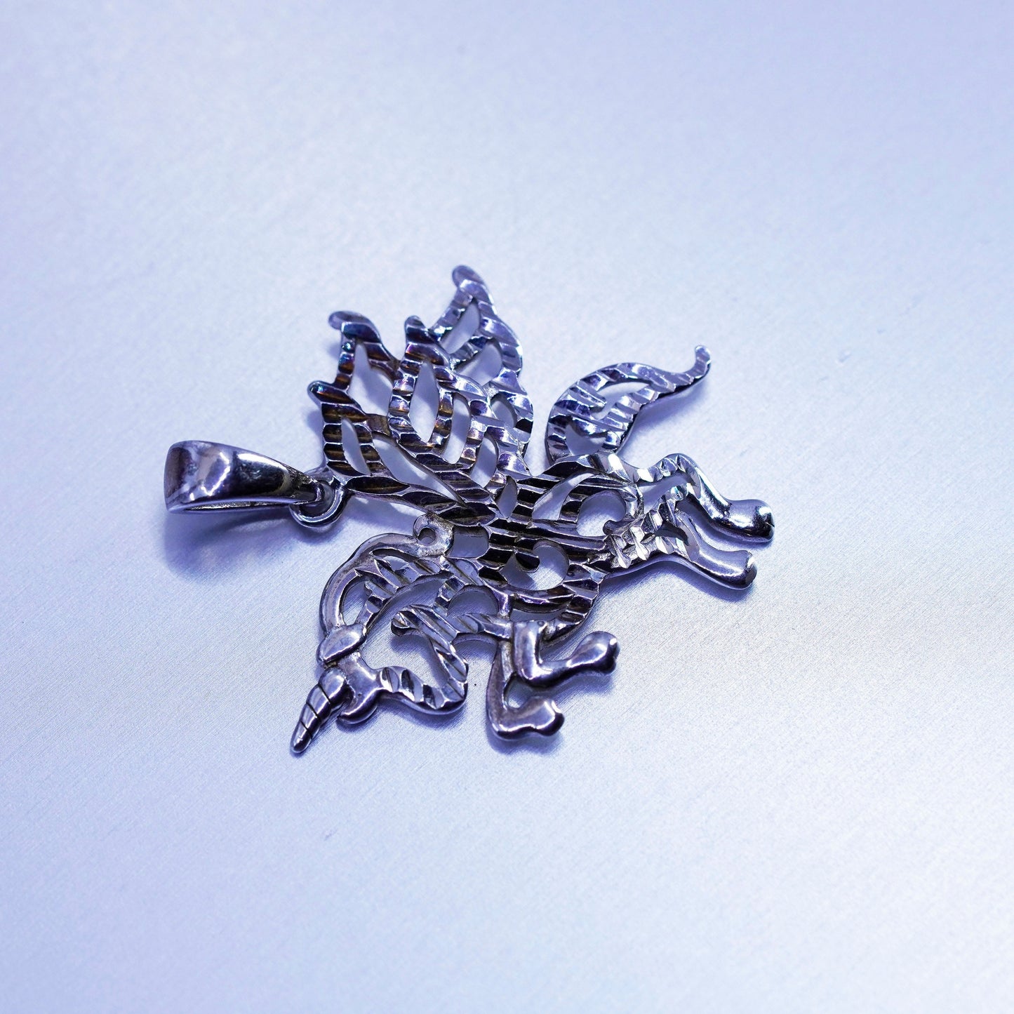 Antique Sterling silver 925 textured unicorn charm pendant