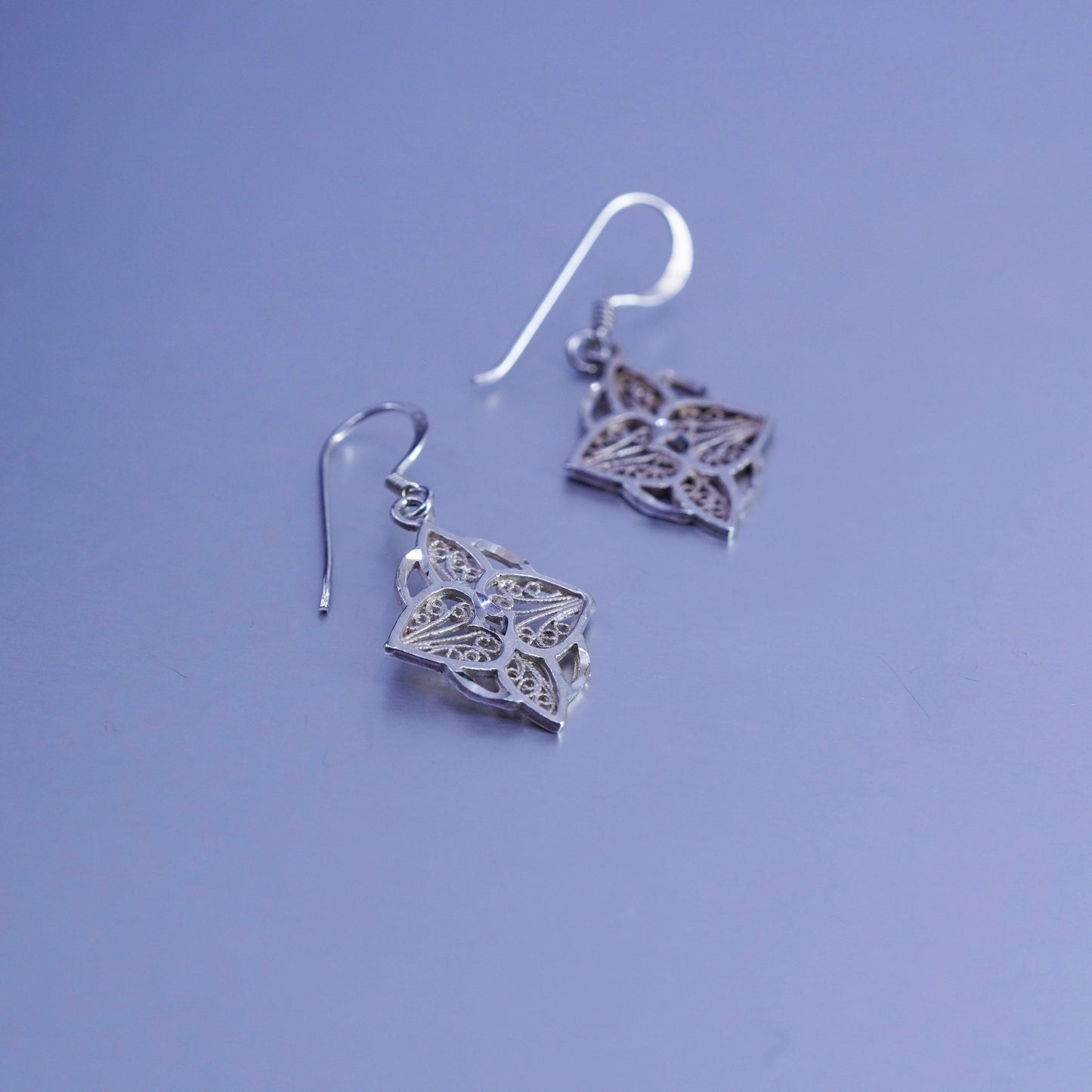 Vintage Sterling 925 silver handmade filigree earrings
