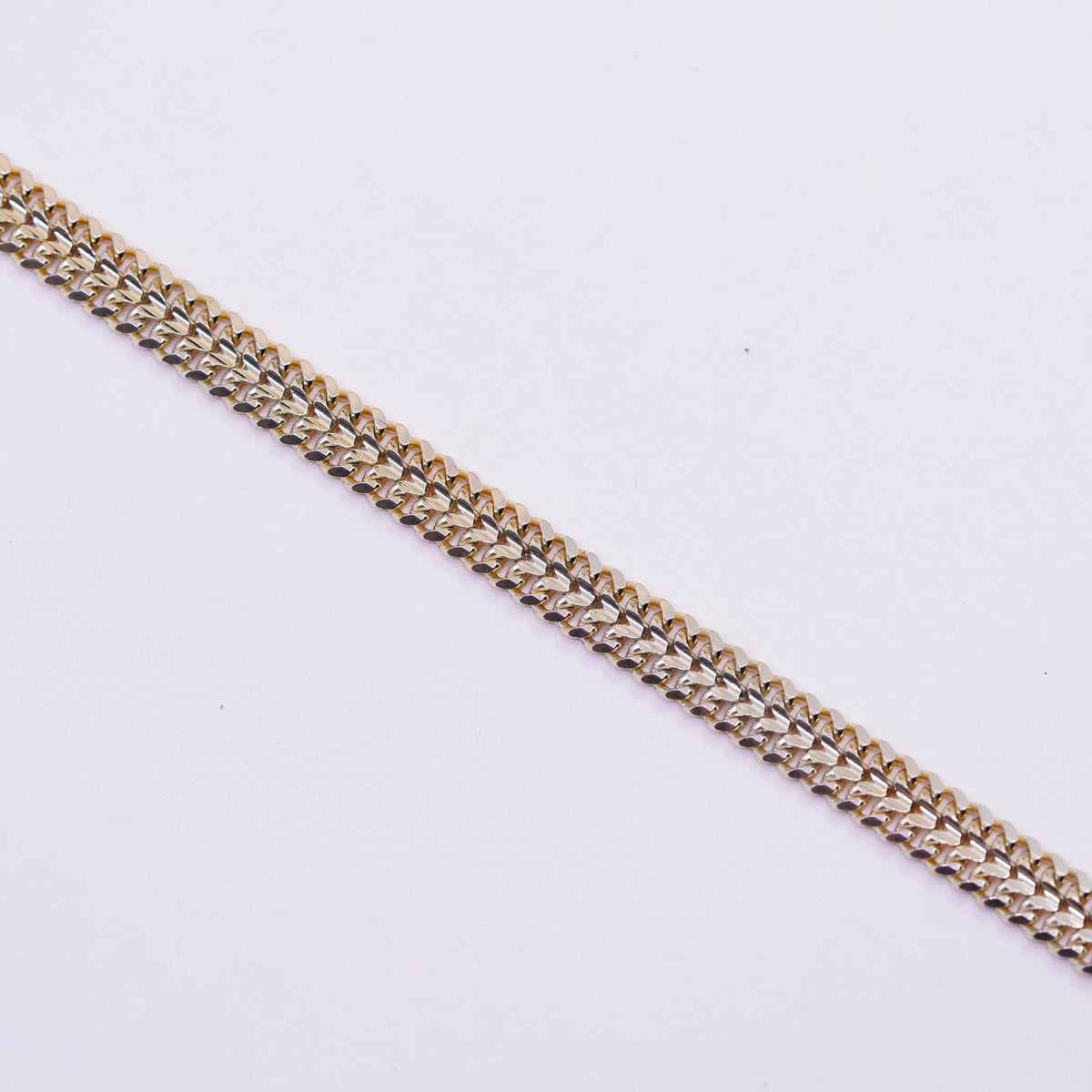 7.75”, Vintage vermeil gold over sterling silver double curb chain 925 bracelet