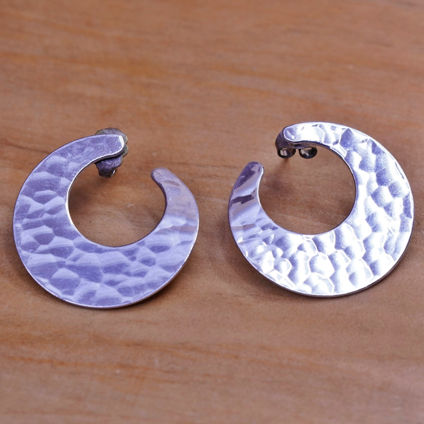 Vintage Sterling silver handmade earrings 925 hammered textured studs
