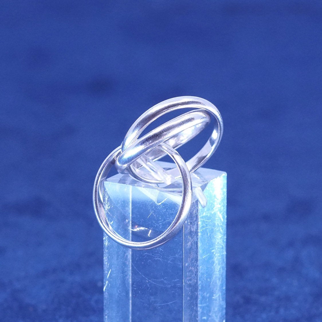 sz 6.25, vtg Sterling silver handmade ring, 925 entwined band