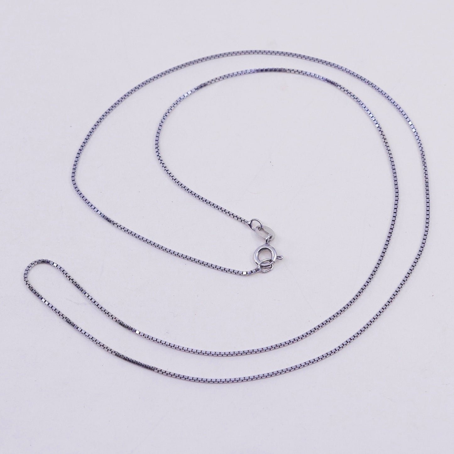 24”, 1mm, Vintage Italian sterling 925 silver box chain, necklace
