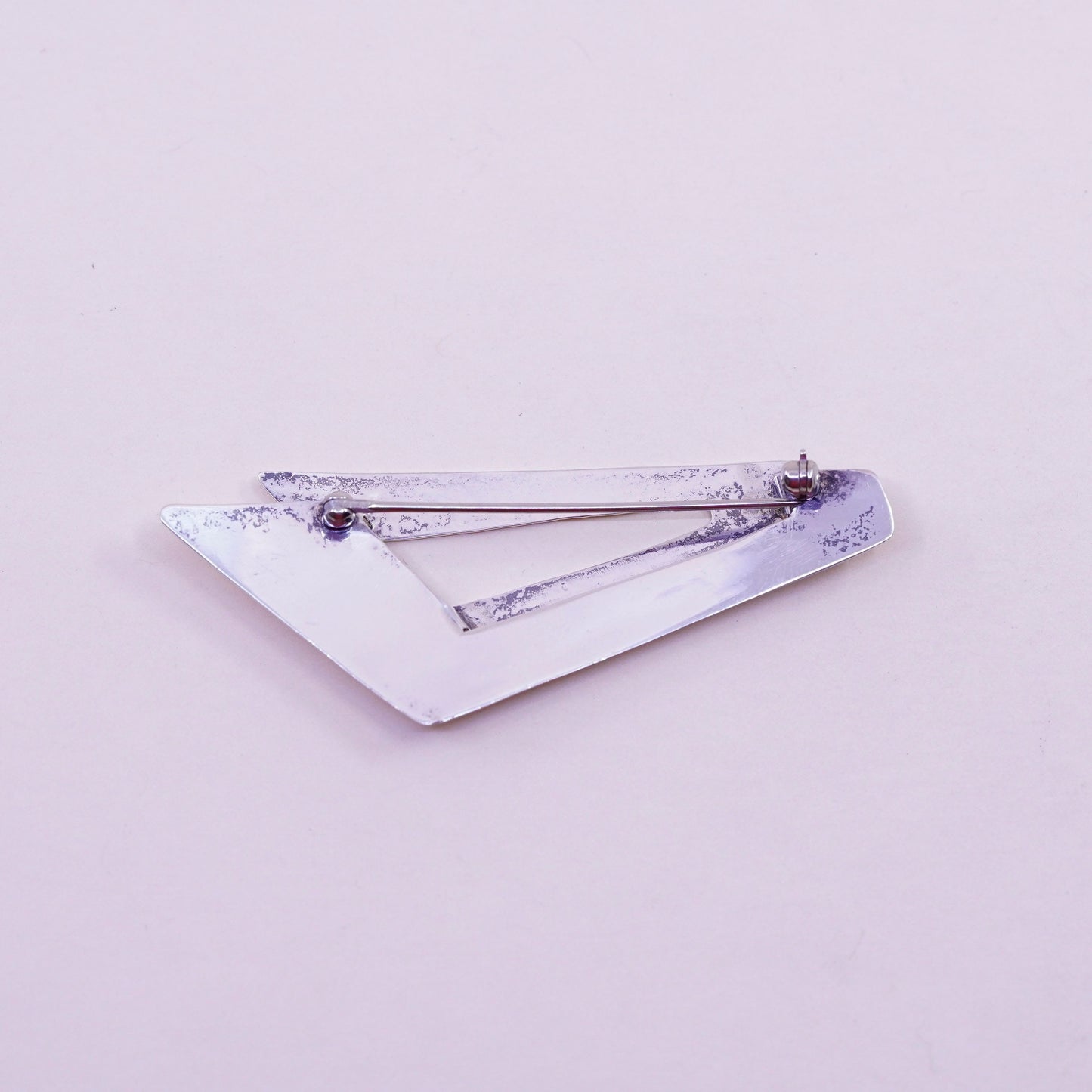 Vintage sterling 925 silver handmade brooch, minimalist, modern pointed design
