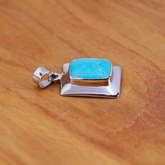Vintage Sterling 925 silver handmade pendant with square turquoise
