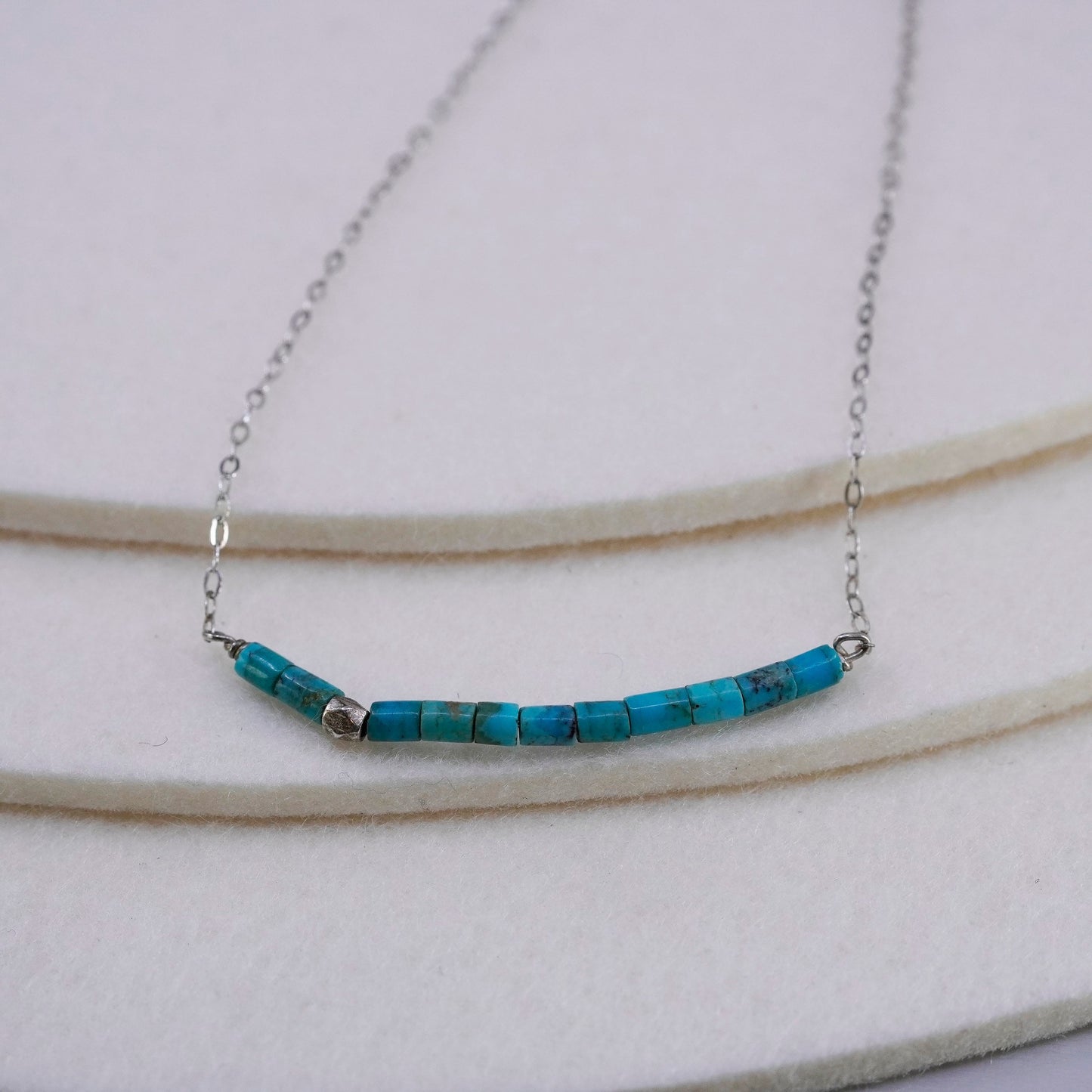 16+2”, Pura Vida Sterling 925 silver necklace with turquoise heishi pendant