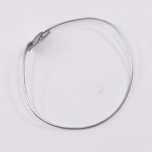 7.5”, Vtg Roggio Sterling Silver Handmade Bracelet, 925 bangle W/ Initial L Disc